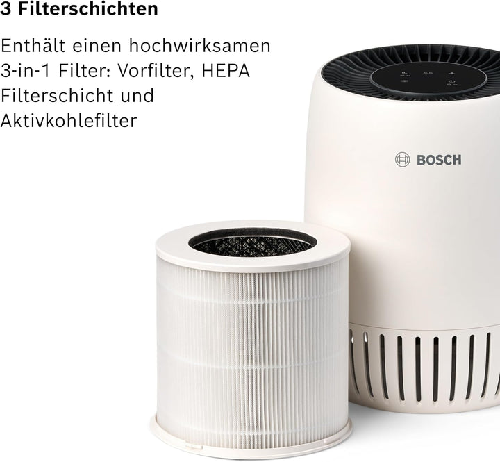 Bosch Air 1000 Luftreiniger - Entfernt Schadstoffe, Mit Luftfilter und Ruhemodus (< 25 dB(A)) - Für