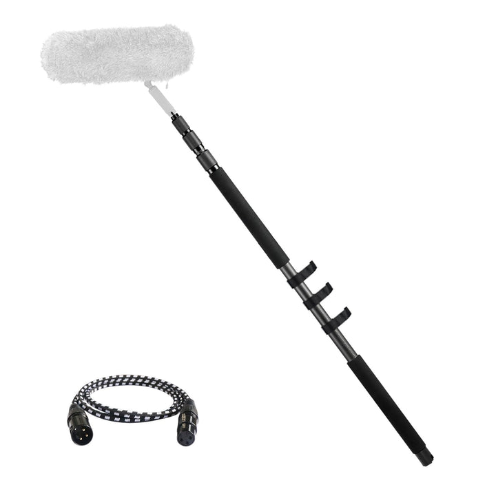 RAUBAY Mikrofon-Galgenarm, 3-teilig, ausziehbar, Handmikrofon-Galgenstange mit 1/4"- und 3/8"-Schrau