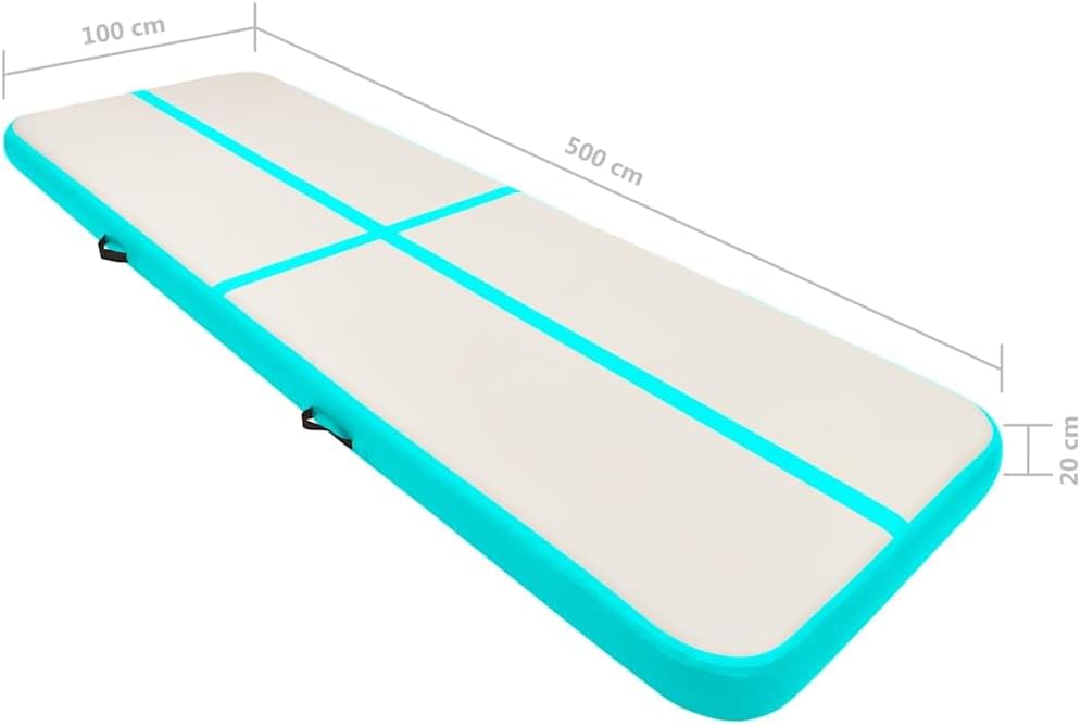 vidaXL Gymnastikmatte Aufblasbar PVC Pumpe Tumbling Turnmatte mehrere Auswahl Grün 500 x 100 x 20 cm