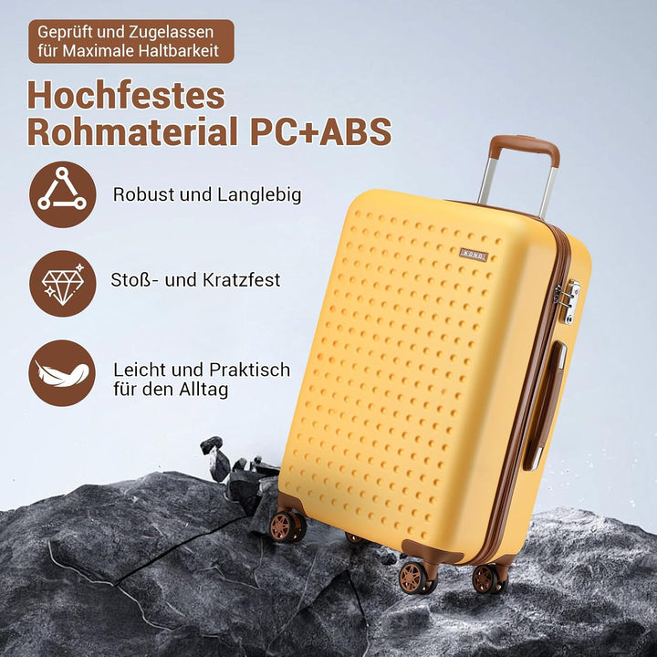 KONO Koffer Trolley Klein Hartschalenkoffer Reisekoffer von ABS Hartschalen Handgepäck mit 4 Spinner
