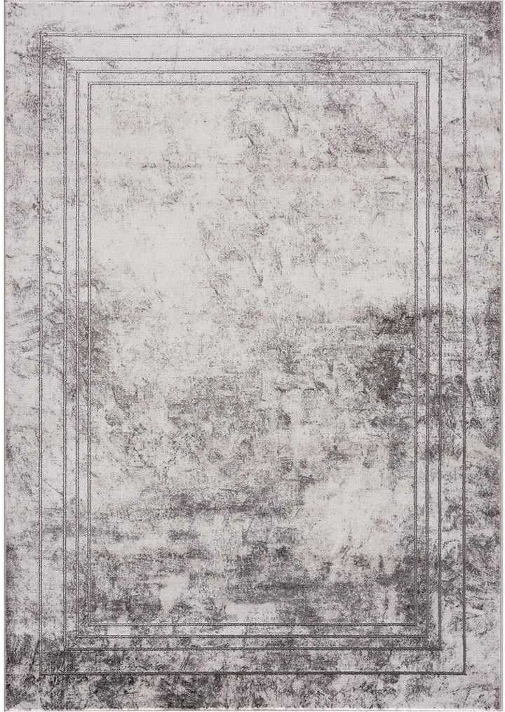 carpet city Teppich Wohnzimmer Bordüre - 80x150 cm Grau Meliert - Moderne Teppiche Kurzflor 80x150 G