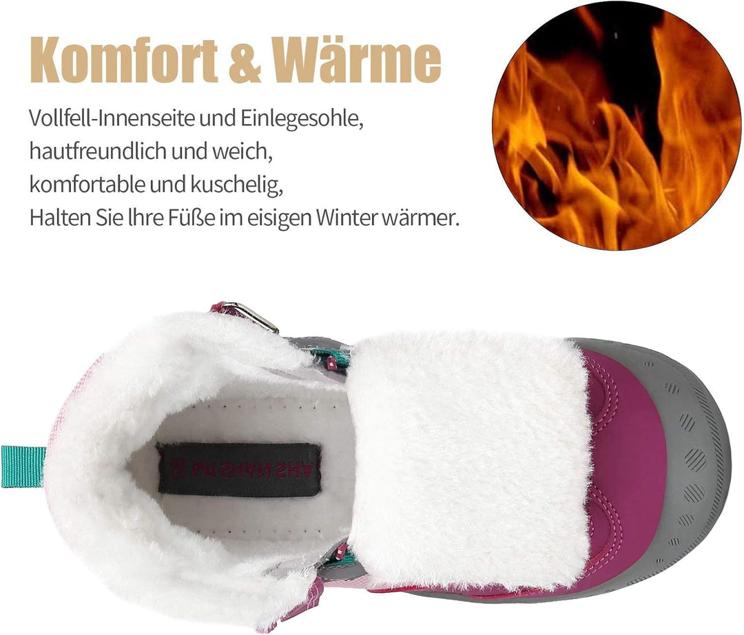 Mishansha Kinder Winterschuhe Gefüttert Winterstiefel für Jungen Mädchen Gr.24-38 36 EU Violett, 36