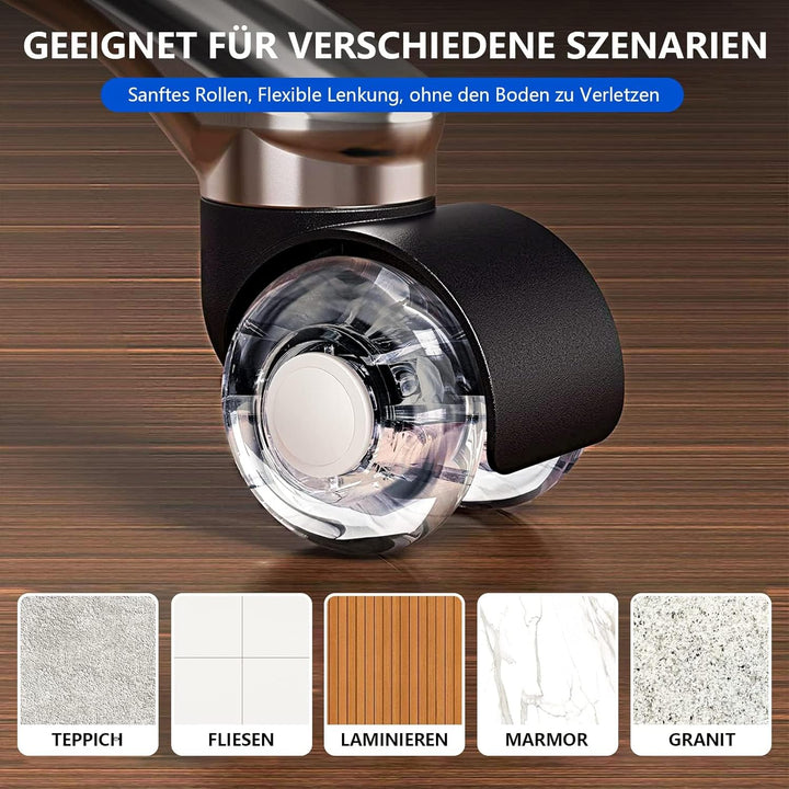 Bürostuhl Rollen 5er Set, 10mm x 22mm Hartboden Rollen für IKEA und Topstar, Superleise Rollen für H