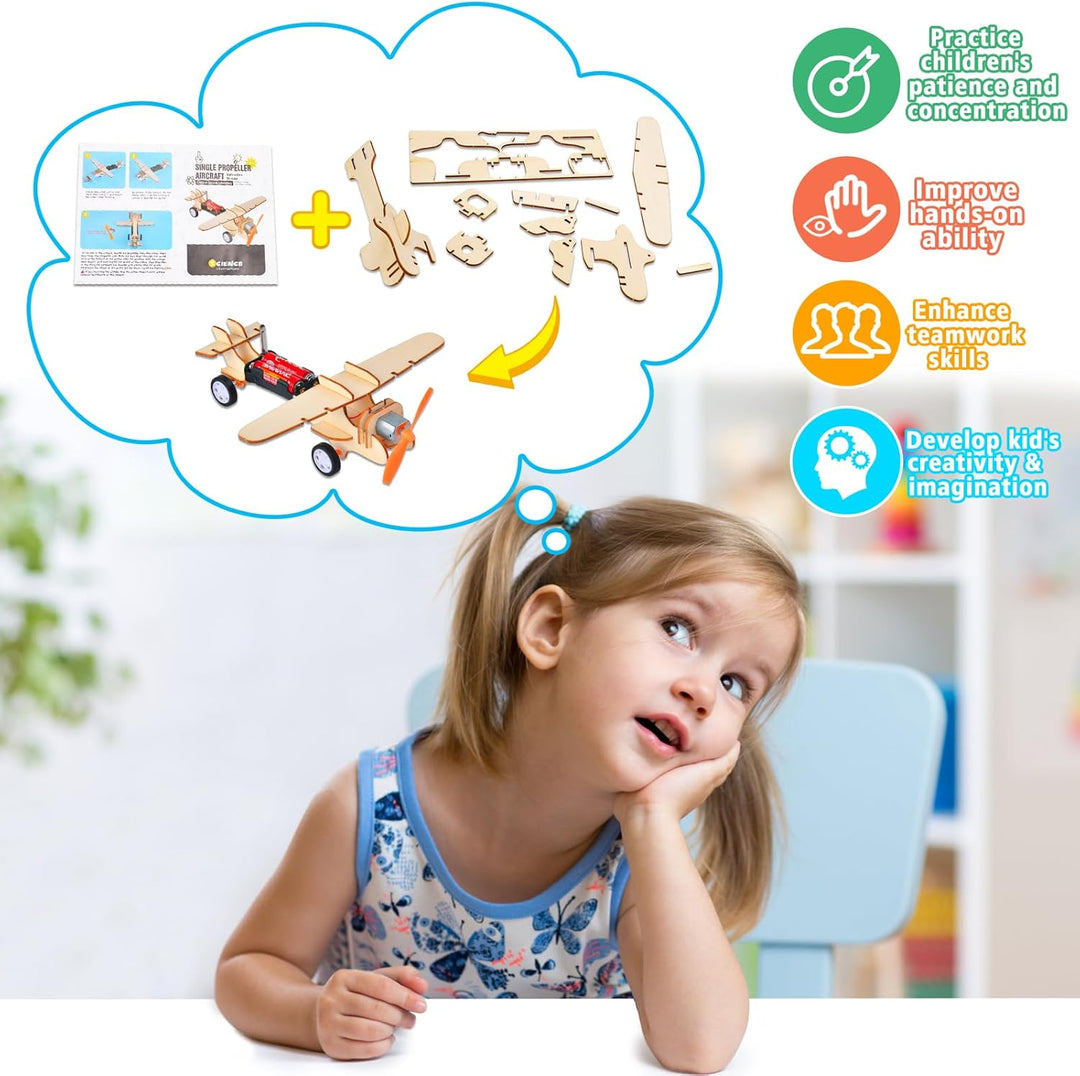 5 in 1 Holz Wissenschaft Experimente Kit für Kinder 8-12, Elektronik Bausatz Roboter Kit Spielzeug E