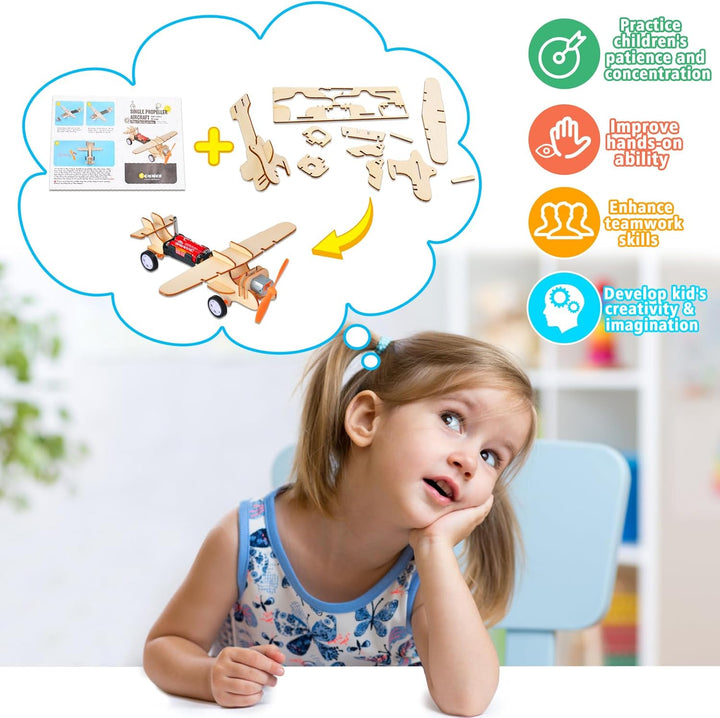 5 in 1 Holz Wissenschaft Experimente Kit für Kinder 8-12, Elektronik Bausatz Roboter Kit Spielzeug E