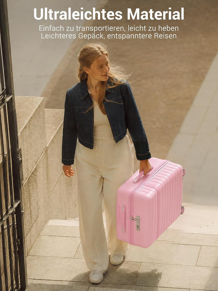 KONO Koffer Trolley Mittelgross Koffer Reisekoffer von ABS+PC Hartschalenkoffer mit 4 Rollen TSA Sch