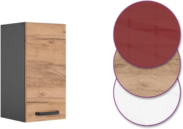 Vicco Hängeschrank R-Line, hängender Küchenschrank, Goldkraft Eiche/Anthrazit, 30 cm Goldkraft Eiche