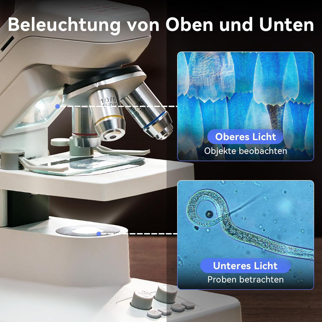 TOMLOV DM301 Pro Biologisches Mikroskop 1200X: 7" Digital Mikroskop mit HDMI-Ausgang für Erwachsene