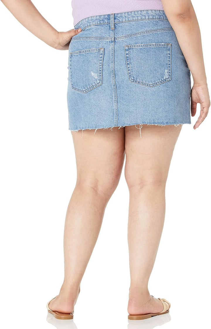 The Drop Jeans-Minirock für Damen, Ansh im Used-Look XXS Mittleres Indigoblau, XXS Mittleres Indigob