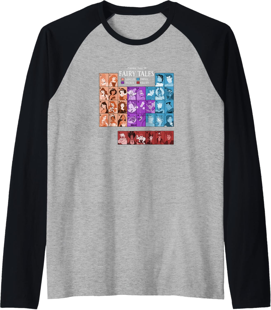 Disney Princess Periodic Table Fairy Tales Raglan