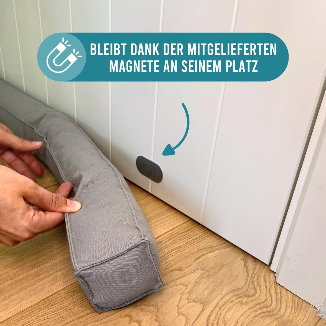 Rori Magnetischer Zugluftstopper für Türen 90cm - Türluftstopper für Schutz - Türbodendichtung Hellg