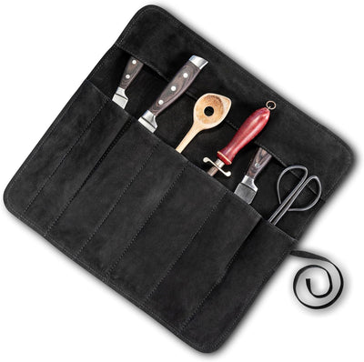 Angus Stoke Messertasche Kochmesser - Premium Leder Kochmesserrolle gross – Messer Tasche Köche - Ko