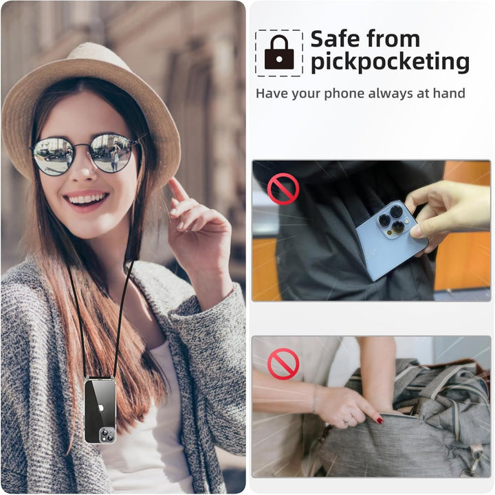 OLEPHY Handykette für iPhone 16 Hülle mit Band, Necklace Handyhülle, Transparente Schutzhülle zum Um