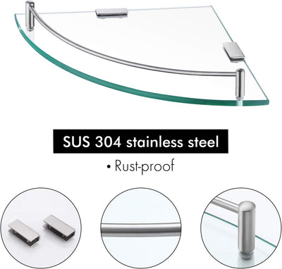 KES Eckregal Glas Duschablage Glasregal Duschregal Glasregal Glasablage für Badezimmer Wandregal Ede