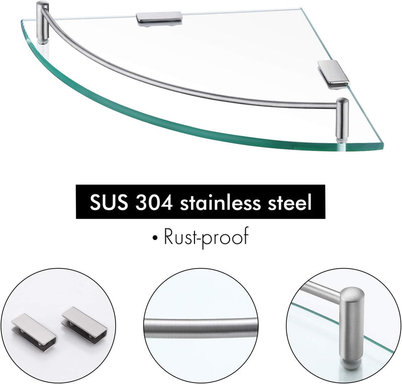 KES Eckregal Glas Duschablage Glasregal Duschregal Glasregal Glasablage für Badezimmer Wandregal Ede