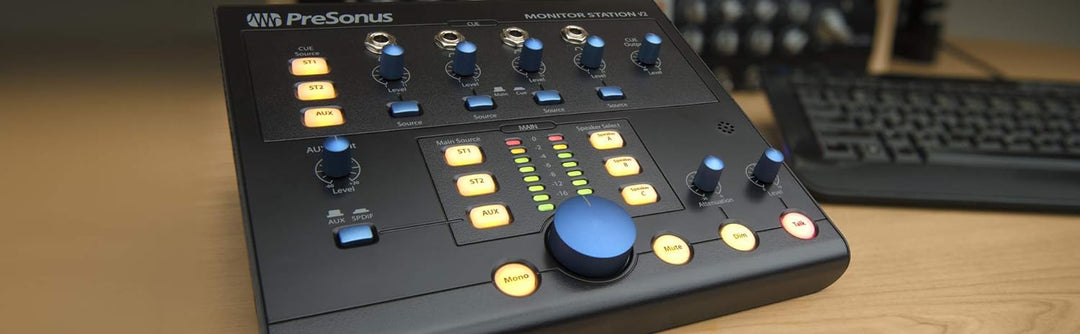 PreSonus Monitor Station V2, Desktop Studio Kontrollzentrum mit Monitor Lautstärkeregler und Kopfhör