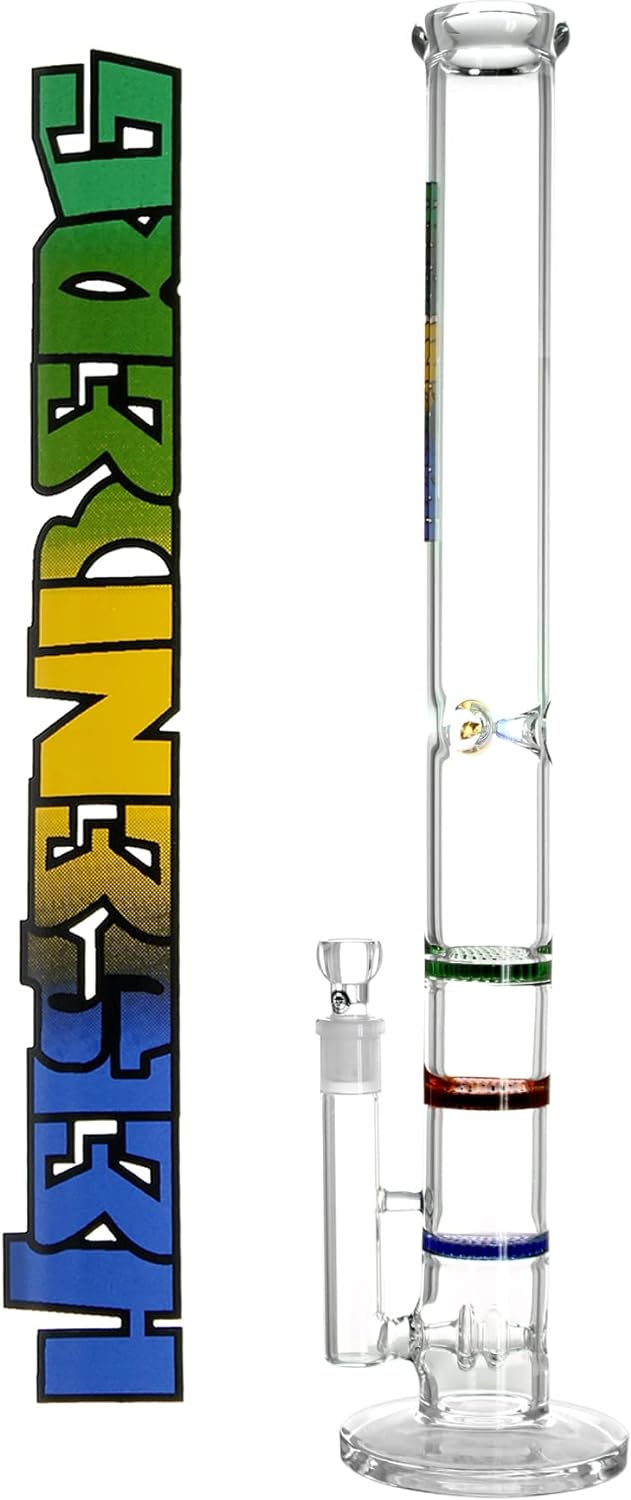Heisenberg Old School Glasbong Color-Line 56cm mit 3x Honeycomb-Perkolator und Eiskerben