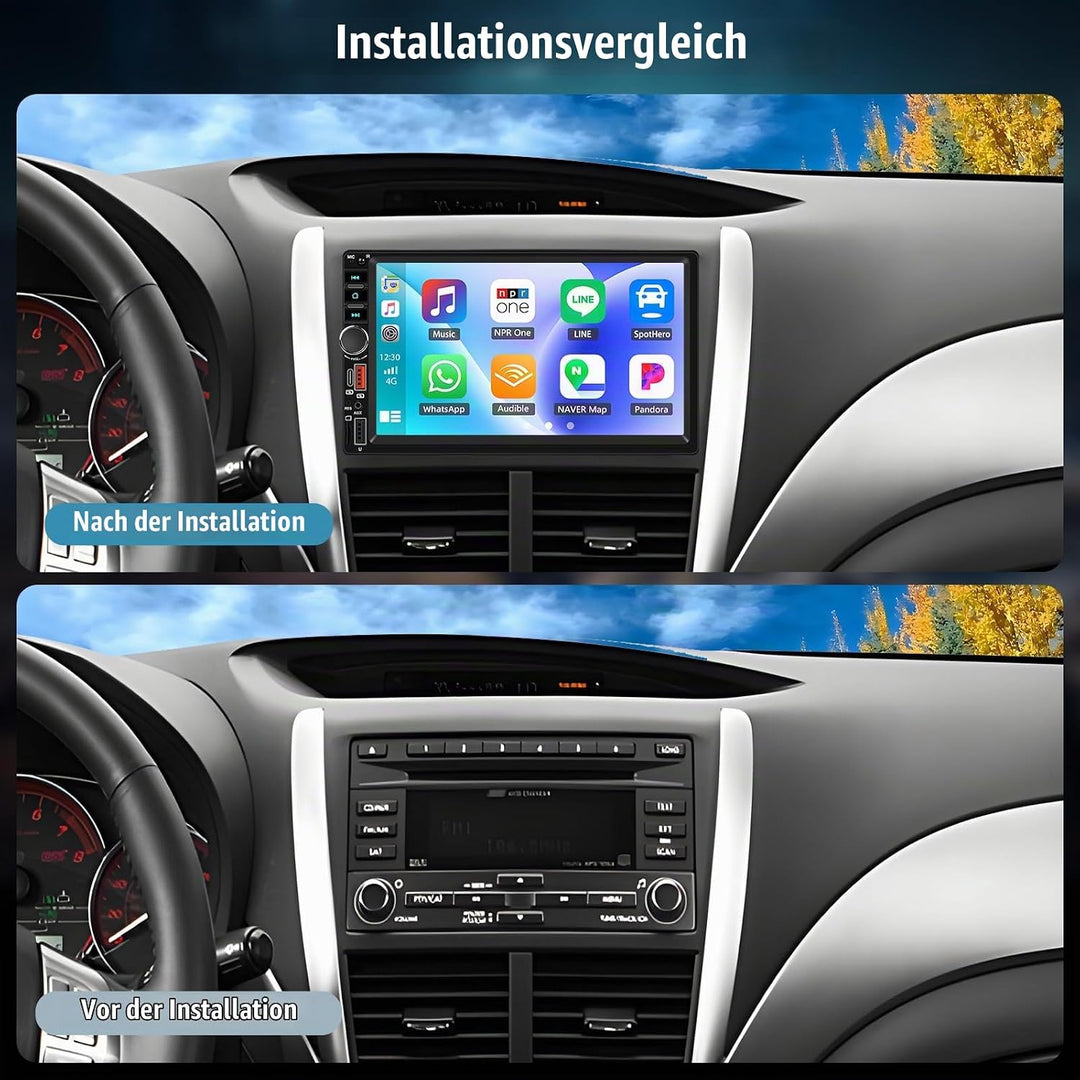 CAMECHO Autoradio mit IPS Bildschirm,7 Zoll 2 Din Apple CarPlay Android Auto Touch Screen Display, W