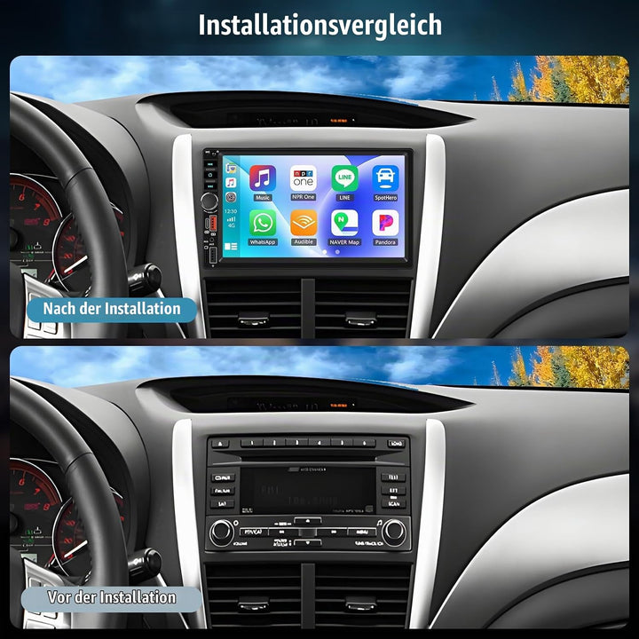 CAMECHO Autoradio mit IPS Bildschirm,7 Zoll 2 Din Apple CarPlay Android Auto Touch Screen Display, W