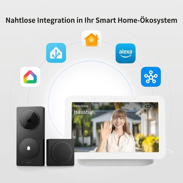 Aqara Smart Türklingel Kamera G410 mit Chime, 2k, Homekit-Sicherheits-Video, 2-Wege Audio, Integrier