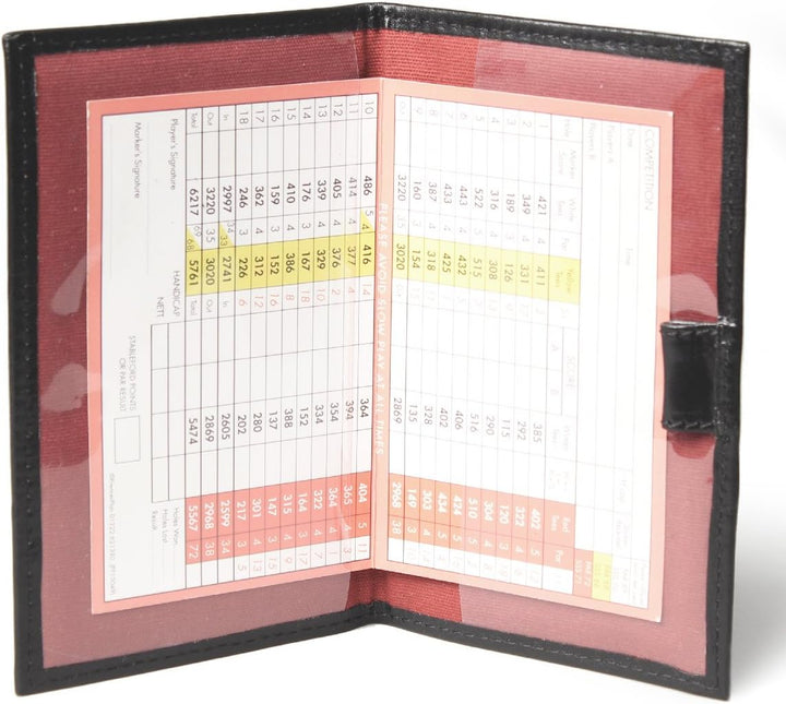Maxwell Scott Hochwertiger Leder Golfkartenhalter Sestino in Schwarz, Schwarz