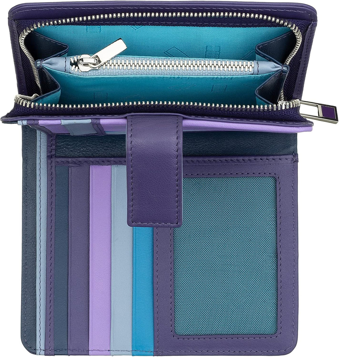 DUDU Mehrfarbiges Damenportemonnaie RFID in Leder Mauve, Mauve