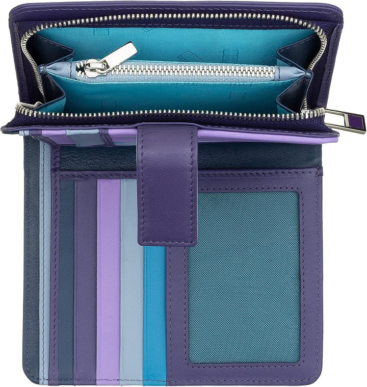 DUDU Mehrfarbiges Damenportemonnaie RFID in Leder Mauve, Mauve