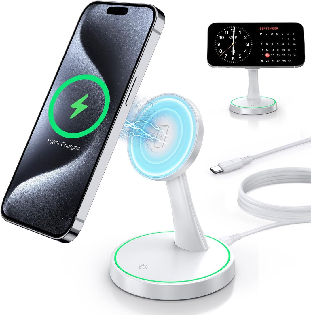 Induktive Ladestation Kompatibel mit Mag Safe Ladegerät,OANDYS 2 in 1 15W Schnelles iPhone Ladestati