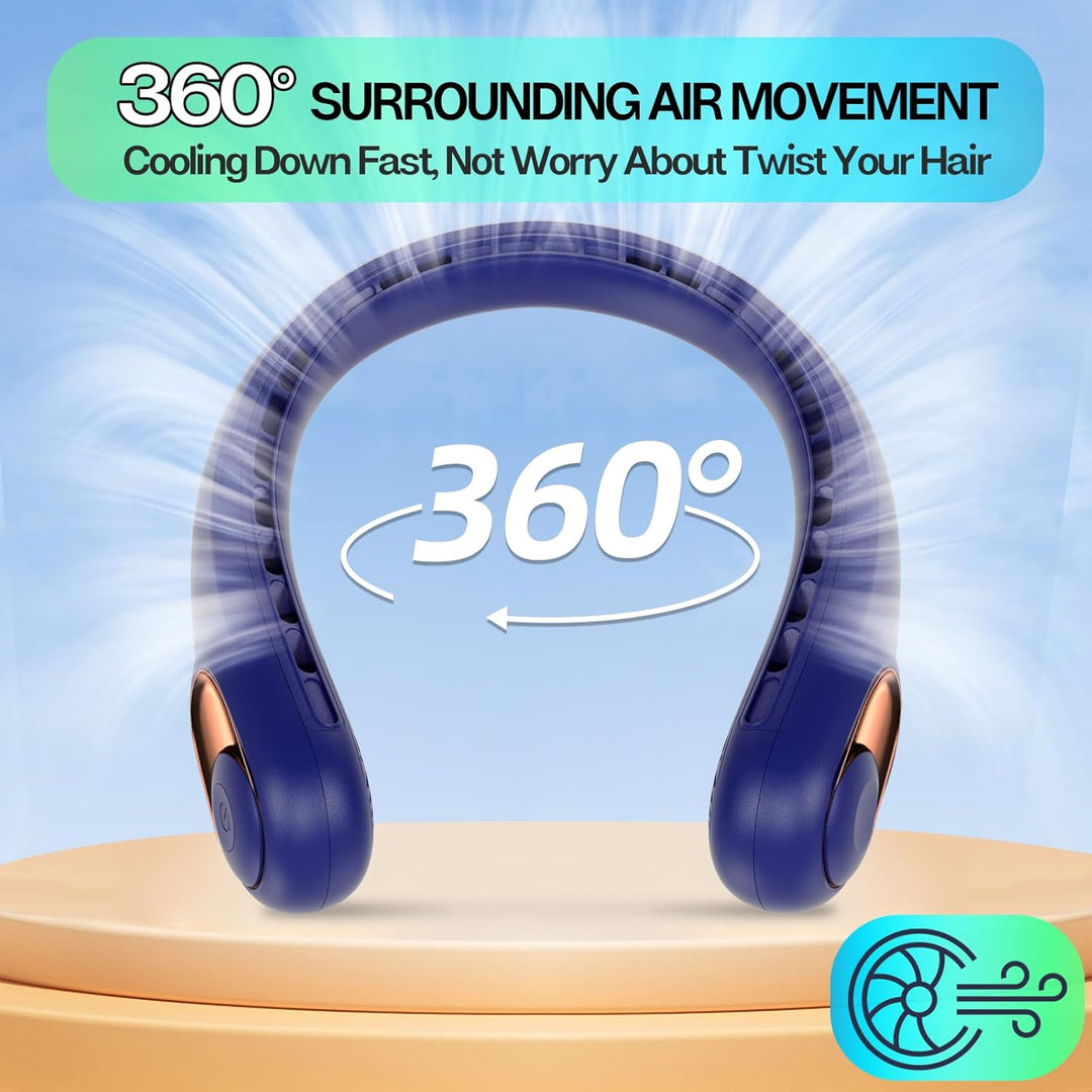 KIDEE Nackenventilator, Halsventilator 360° Luftstrom, Tragbarer Neck Fan zum Umhängen, Ultraleise M