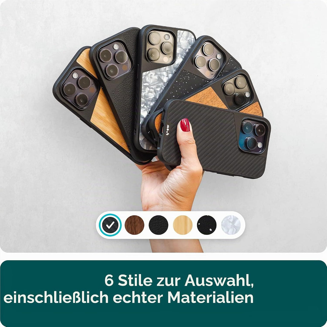 Mous - Hülle für iPhone 14 Pro Max - Carbonfaser - Limitless 5.0 - Handyhülle iPhone 14 Pro Max MagS