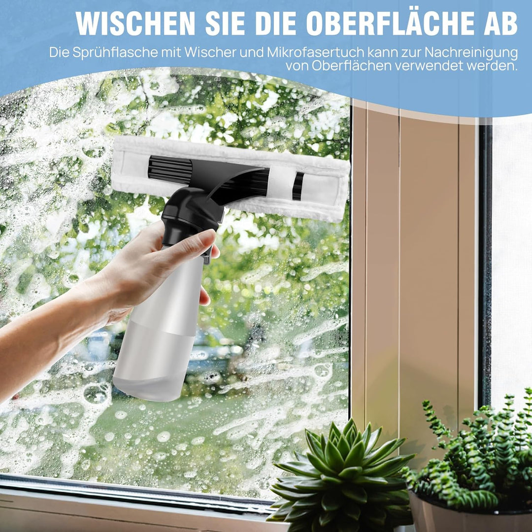 HSHa 3 in 1 Fenstersauger, kabelloser Handstaubsauger für Fenster, Spiegel, Duschen, 28 cm Gummiwisc