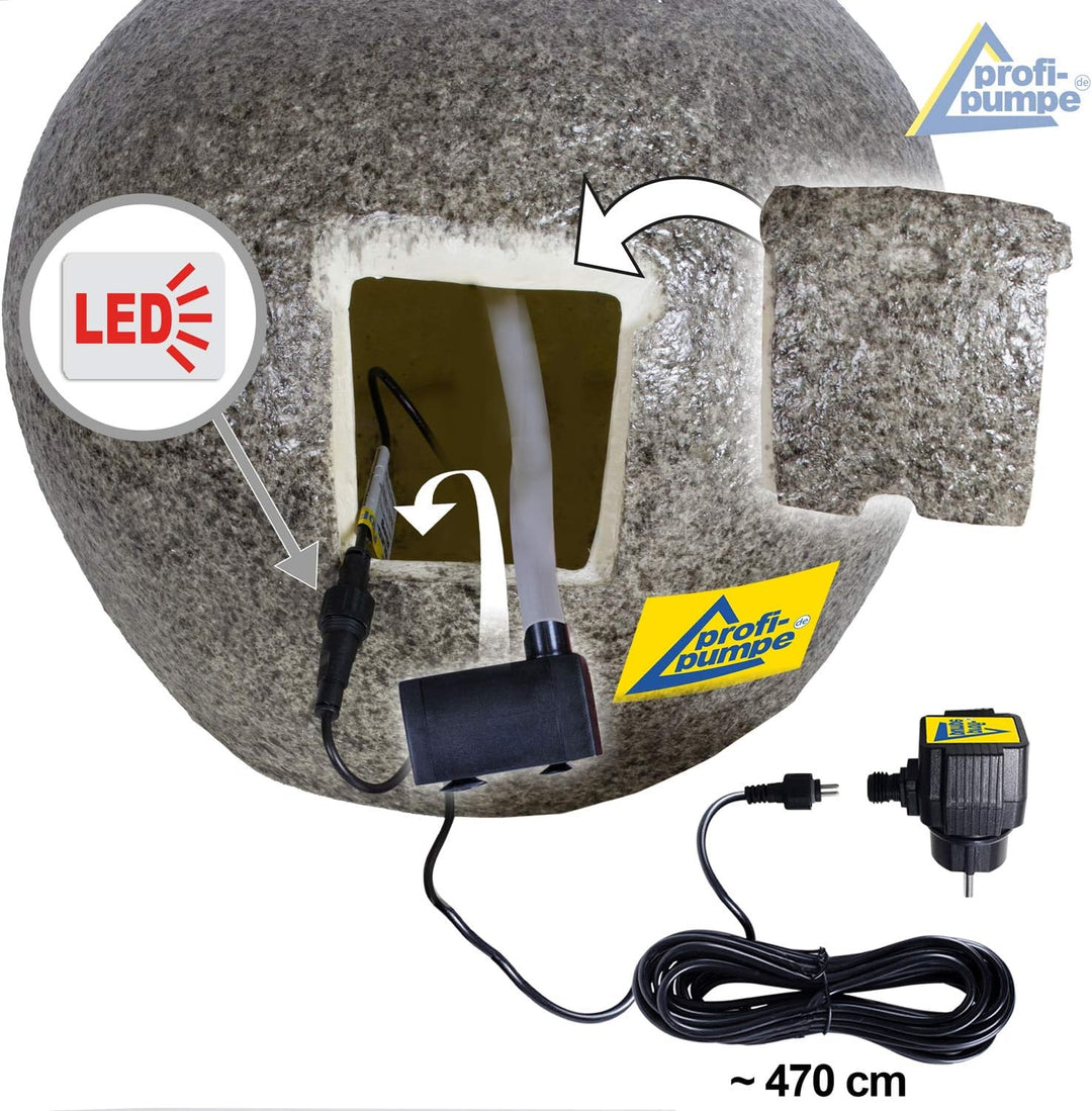 AMUR Gartenbrunnen Brunnen Zierbrunnen Zimmerbrunnen Brunnen Lebens-Quelle mit LED-Licht 230V Wasser