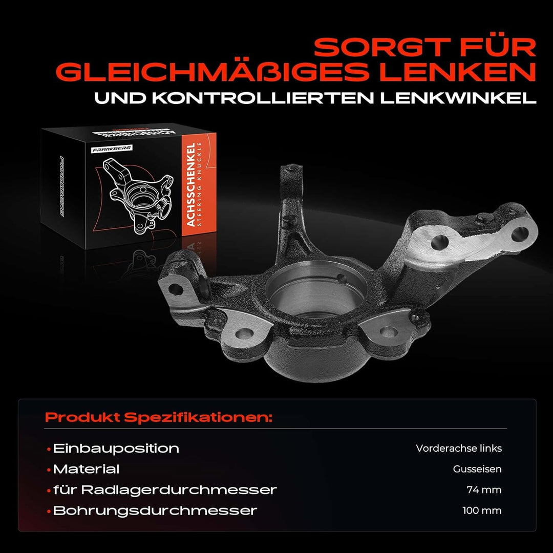 Frankberg Achsschenkel Radaufhängung Vorne Links Kompatibel mit Doblo Cargo 263 1.3L 1.4L 1.6L 2010-