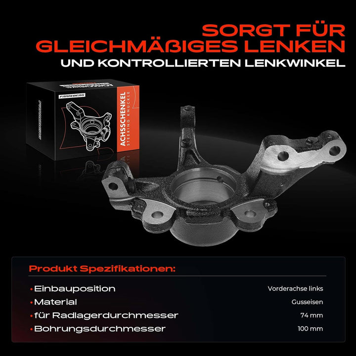 Frankberg Achsschenkel Radaufhängung Vorne Links Kompatibel mit Doblo Cargo 263 1.3L 1.4L 1.6L 2010-