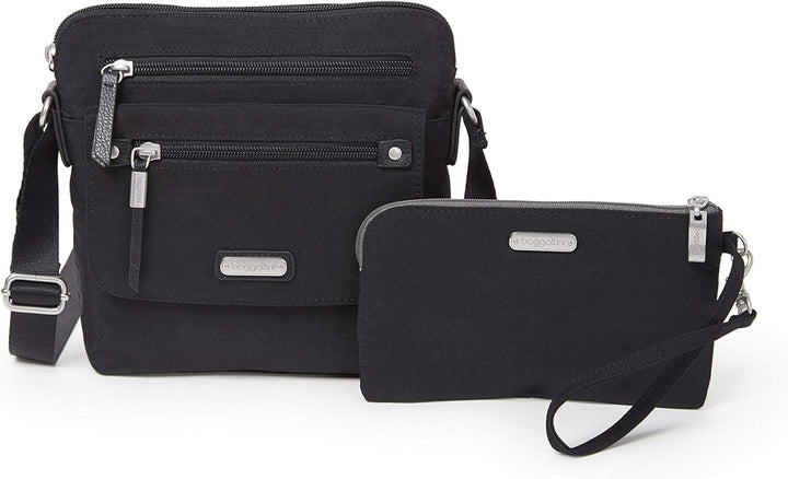 Baggallini Damen Escape Crossbody mit RFID-Handy-Armband Schwarz, Schwarz