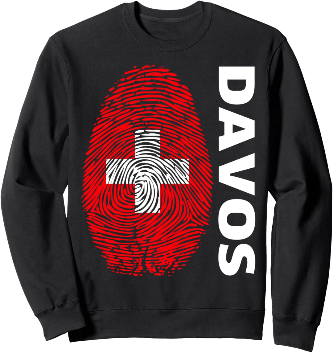 Schweiz Flagge DNA Fingerabdruck Region Davos Sweatshirt