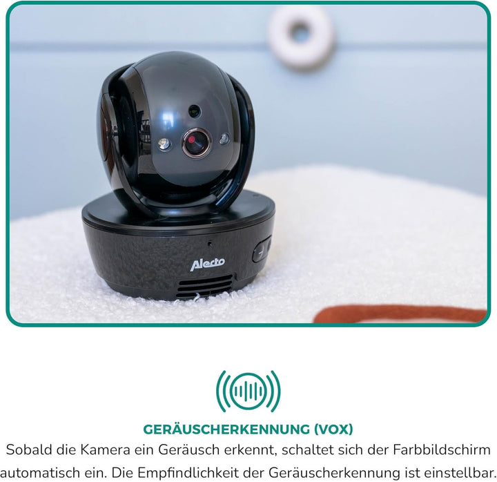 Alecto DVM200MBK Funk Babyphone steuerbarer Kamera - 100% störungsfreie Babyfon - Indoor Baby Monito