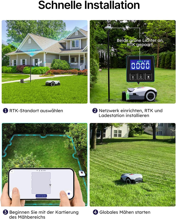 ANTHBOT Genie 3000 Mähroboter ohne Begrenzungskabel, Empf. 3050 m², Max. 3550 m², Rasenmäher Roboter