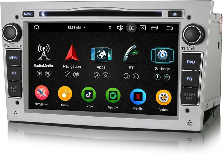 Erisin 7" 8-Kern 4GB+64GB Android 14 Autoradio Bluetooth mit GPS Navi CD für Opel Corsa D Zafira B A