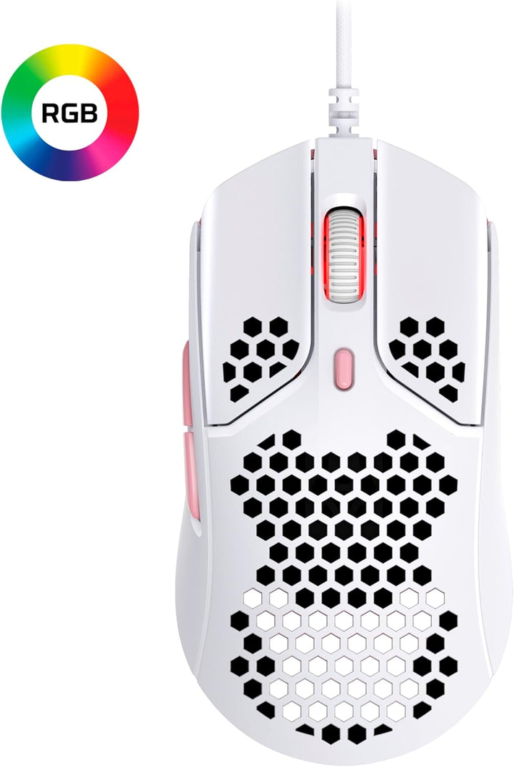 HyperX Pulsefire Haste Gaming-Maus – Ultraleicht, 59g, Wabenschale, Hex-Design, Hyperflex-Kabel, bis