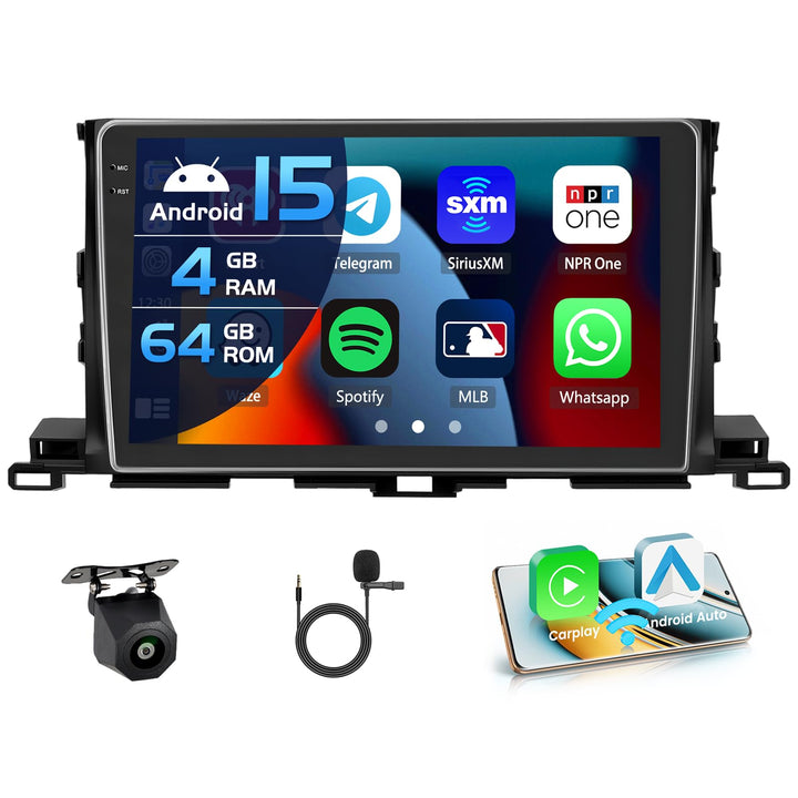 Inefala 4+64G Autoradio für Toyota Highlander 2015-2018 Android 15 mit 10'' In-Cell Bildschirm Unter