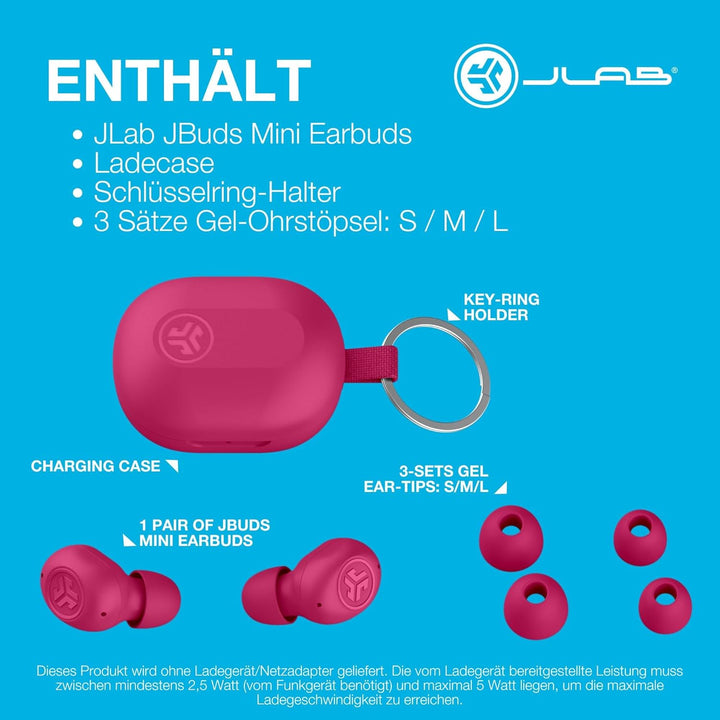 JLab JBuds Mini In Ear Kopfhörer kabellos Bluetooth, True Wireless Kopfhörer, 20+ Std Headphones, ka