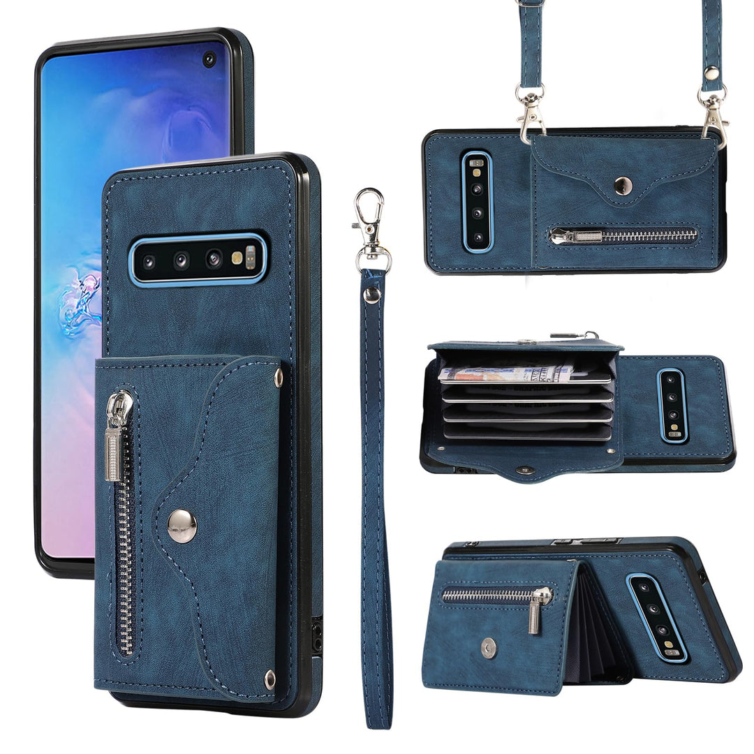 Asuwish Handyhülle für Samsung Galaxy S10 Hülle mit Band Kartenfach Klappbar Geldbörse Ständer Handy
