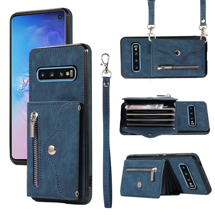 Asuwish Handyhülle für Samsung Galaxy S10 Hülle mit Band Kartenfach Klappbar Geldbörse Ständer Handy