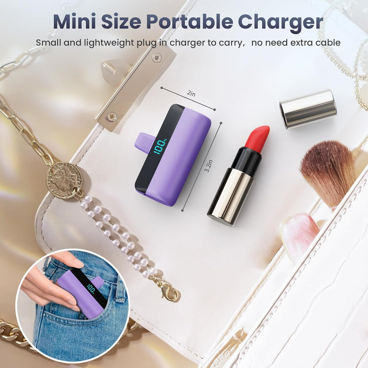 Feob Mini Powerbank für iPhone 5200mAh, 20W PD Schnelles Aufladen Power Bank Klein Ultrakompakter mi