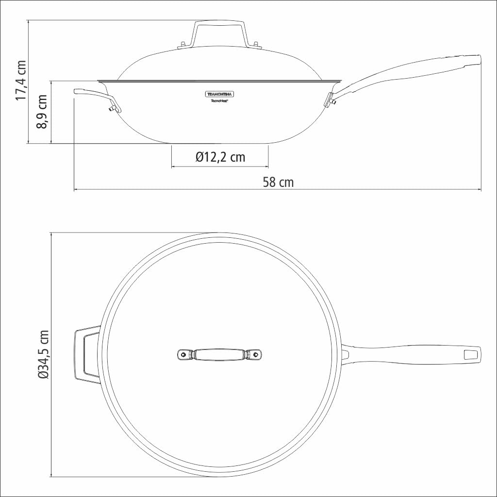 Tramontina 62158/320 Grano Wok, Edelstahl, Edelstahl