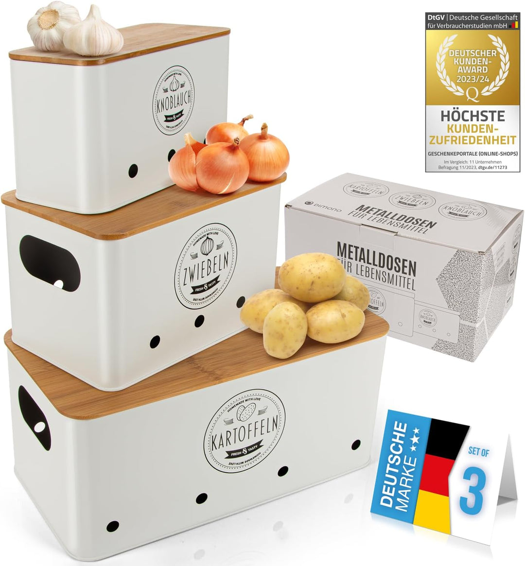 Dimono® Gemüse Aufbewahrungsboxen 3er Set; Vorratsdose Frischhaltedose Lebensmittel-Box; hält Gemüse
