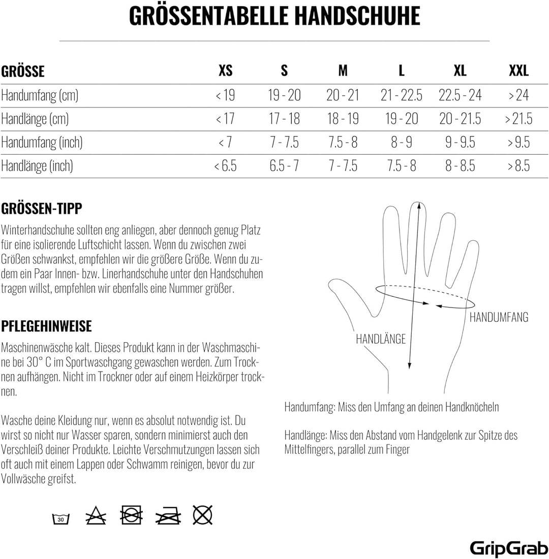 GripGrab Windster 2 Winddichte Winter Fahrradhandschuhe Gepolstert Gefüttert Thermo Touchscreen Rads