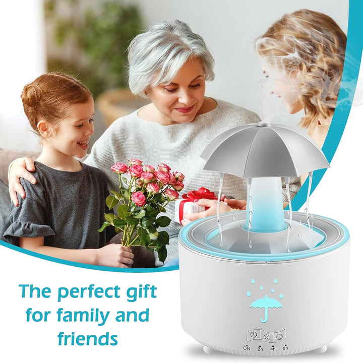 Regenschirm Luftbefeuchter: 300ml Rotierender Luftbefeuchter mit Fernbedienung, 7-Farben LED Aromath