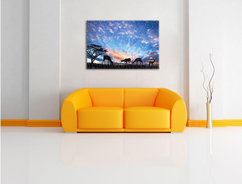 Pixxprint Tiere in der Natur als Leinwandbild/Grösse: 100x70 cm/Wandbild/Kunstdruck/fertig bespannt,